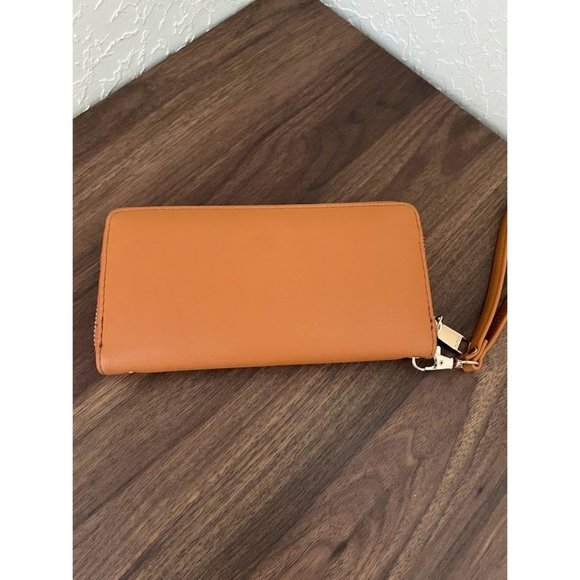 XOXO Women's Orange-Brown Colored Studded Zip Around Wallet/Wristlet - Picture 3 of 6